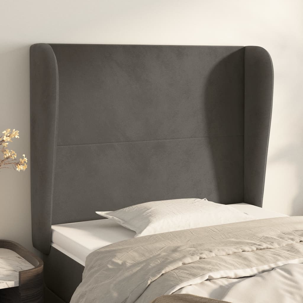 vidaXL Hoofdbord met randen 83x23x78/88 cm fluweel lichtgrijs