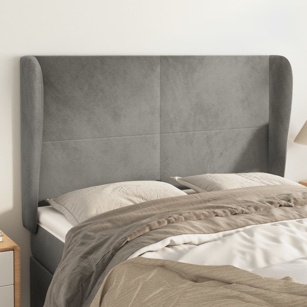 vidaXL Hoofdbord met randen 83x23x78/88 cm fluweel lichtgrijs