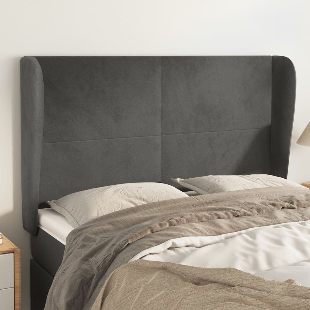 vidaXL Hoofdbord met randen 83x23x78/88 cm fluweel lichtgrijs