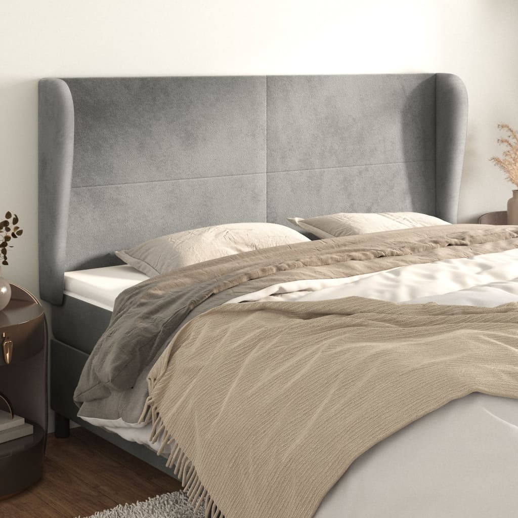 vidaXL Hoofdbord met randen 83x23x78/88 cm fluweel lichtgrijs