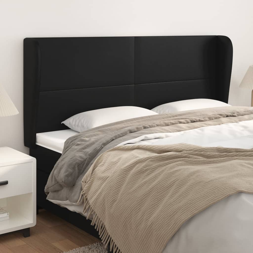 vidaXL Headboard with Edges 83x23x78/88 cm Faux Leather Black