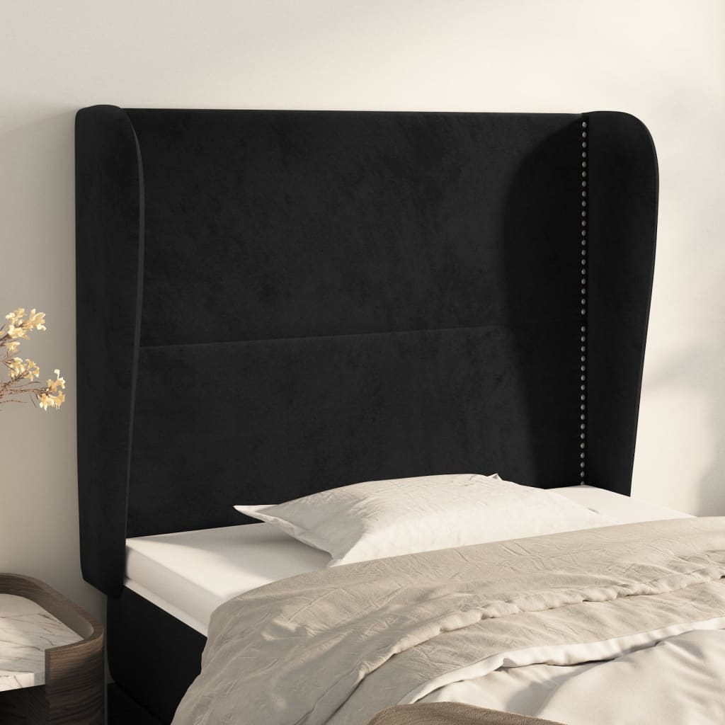 vidaXL Hoofdbord met randen 83x23x78/88 cm fluweel lichtgrijs