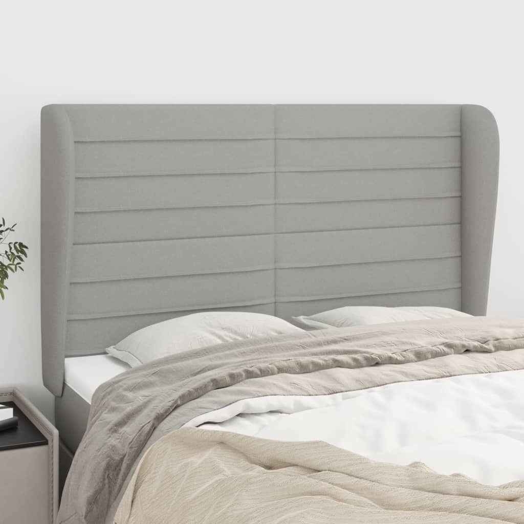 vidaXL Hoofdbord met randen 83x23x78/88 cm stof lichtgrijs