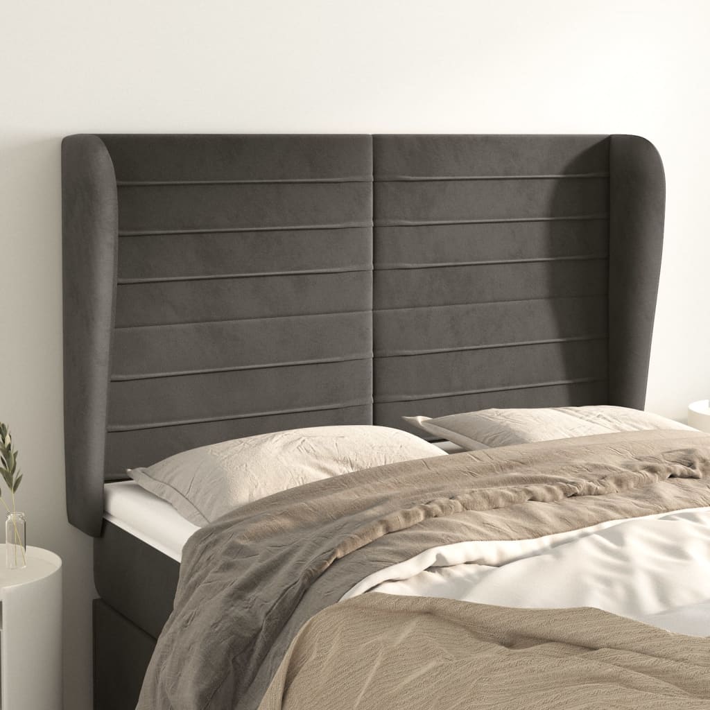 vidaXL Hoofdbord met randen 83x23x78/88 cm fluweel lichtgrijs