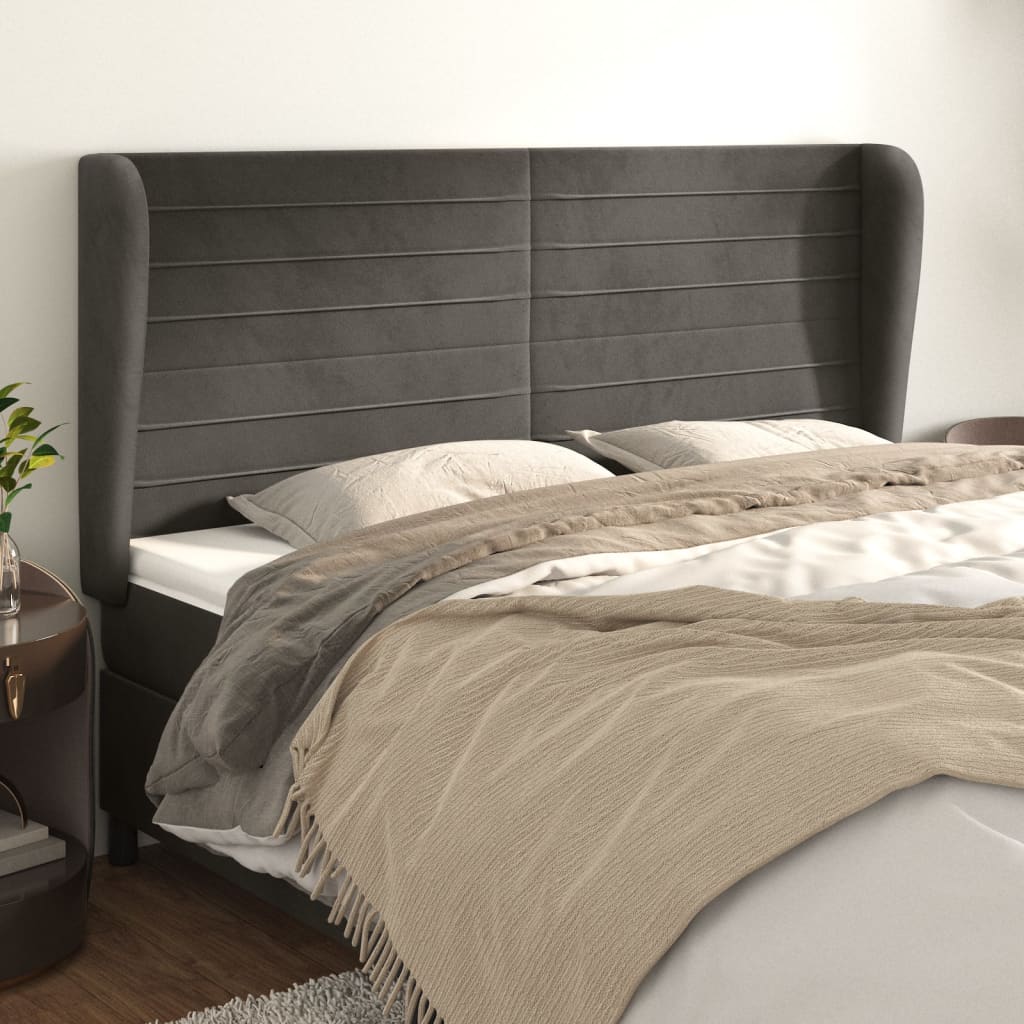 vidaXL Hoofdbord met randen 83x23x78/88 cm fluweel lichtgrijs