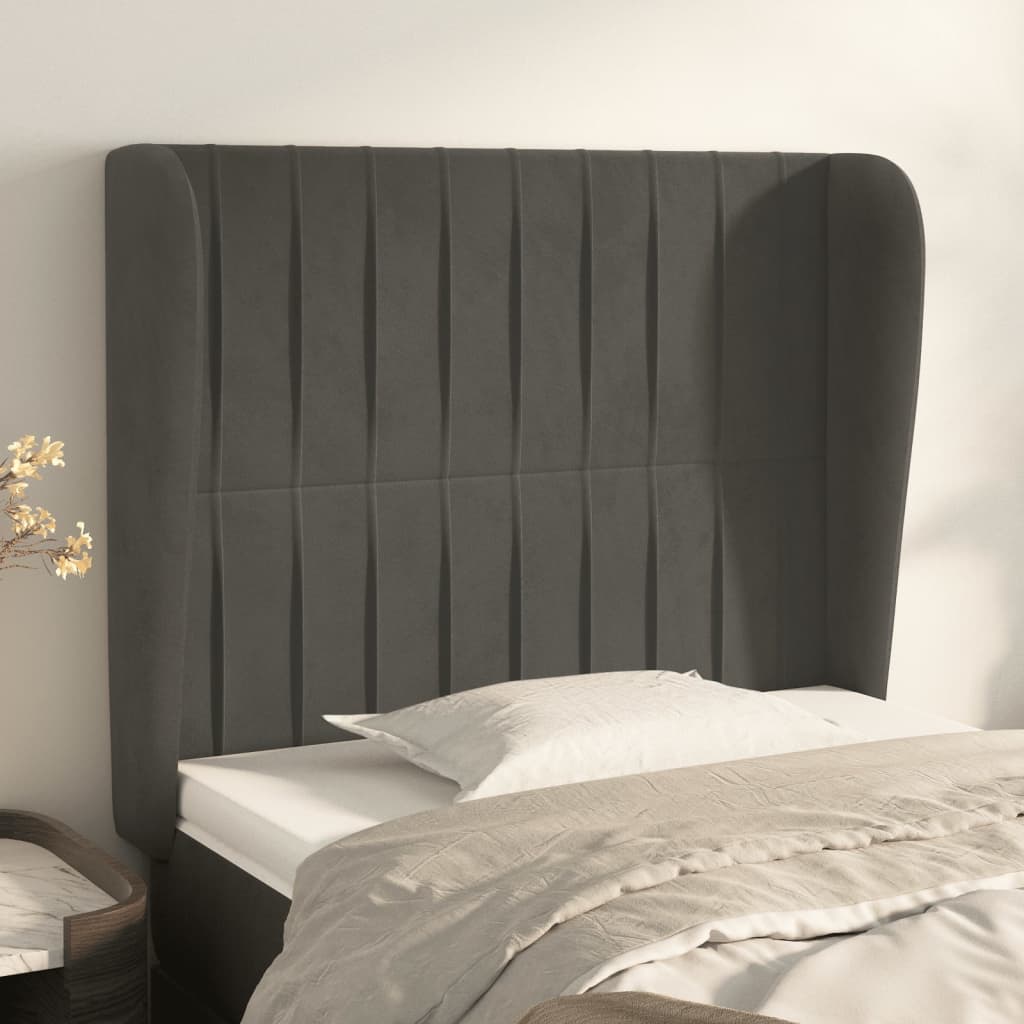 vidaXL Hoofdbord met randen 83x23x78/88 cm fluweel lichtgrijs