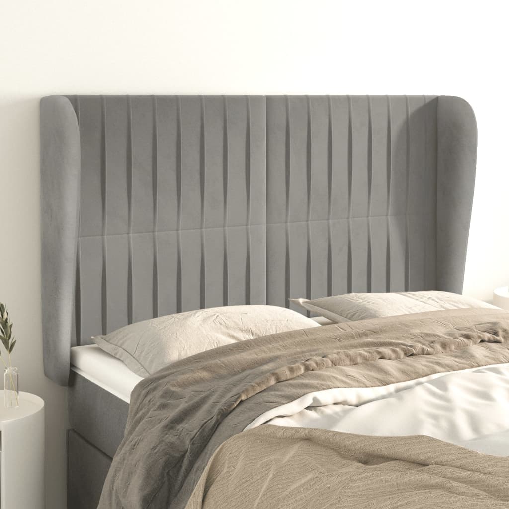 vidaXL Hoofdbord met randen 83x23x78/88 cm fluweel lichtgrijs