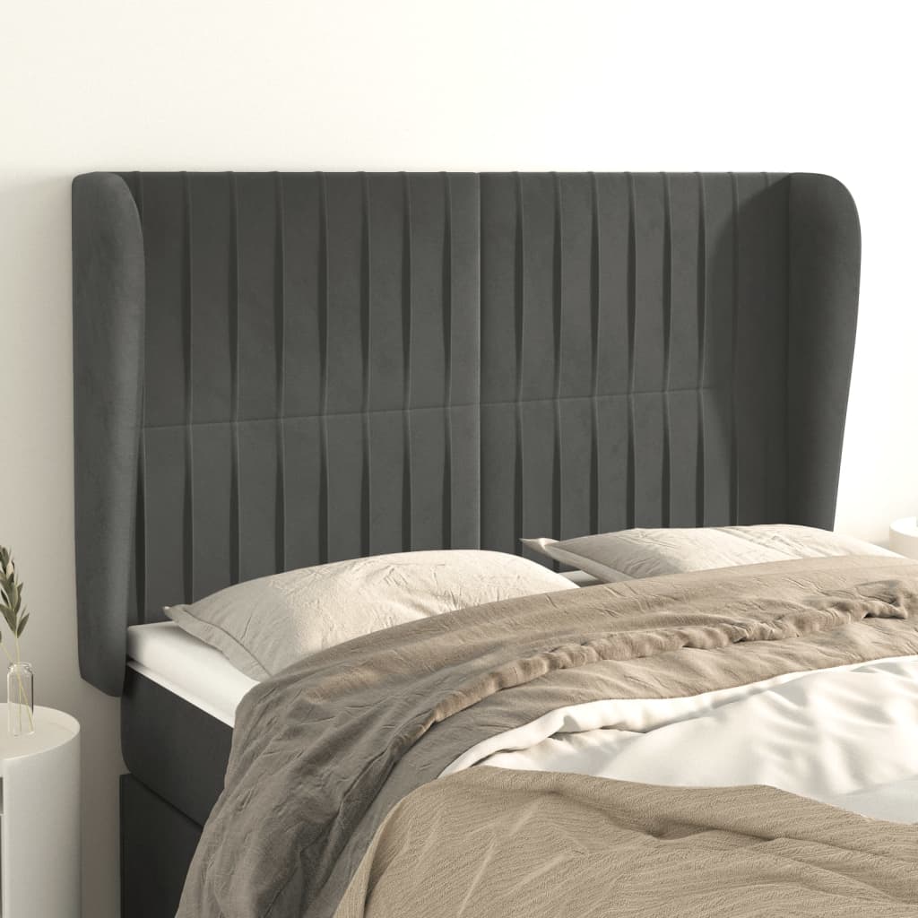 vidaXL Hoofdbord met randen 83x23x78/88 cm fluweel lichtgrijs
