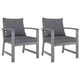 vidaXL Garden Chairs 2 pcs with Dark Grey Cushions Solid Acacia Wood