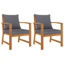vidaXL Garden Chairs 2 pcs with Dark Grey Cushions Solid Acacia Wood