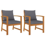 vidaXL Garden Chairs 2 pcs with Dark Grey Cushions Solid Acacia Wood