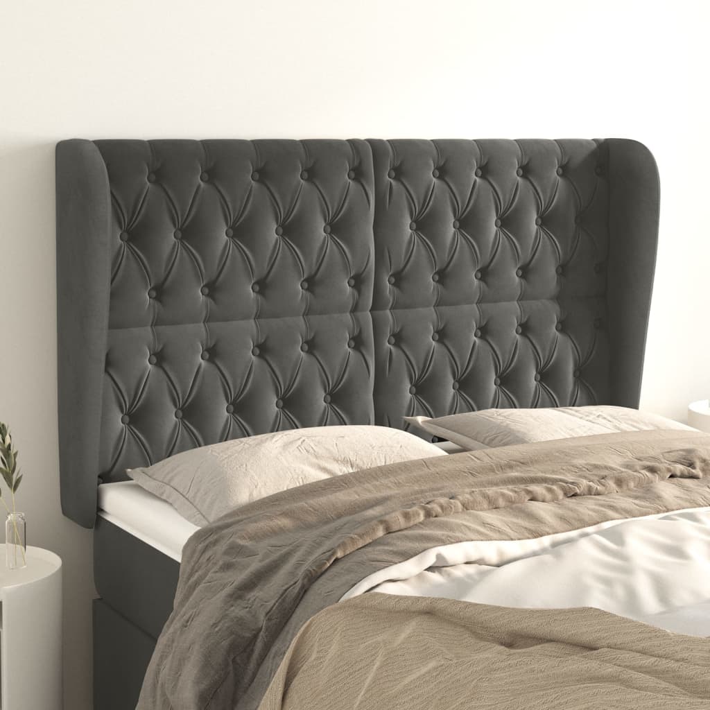 vidaXL Hoofdbord met randen 83x23x78/88 cm fluweel lichtgrijs