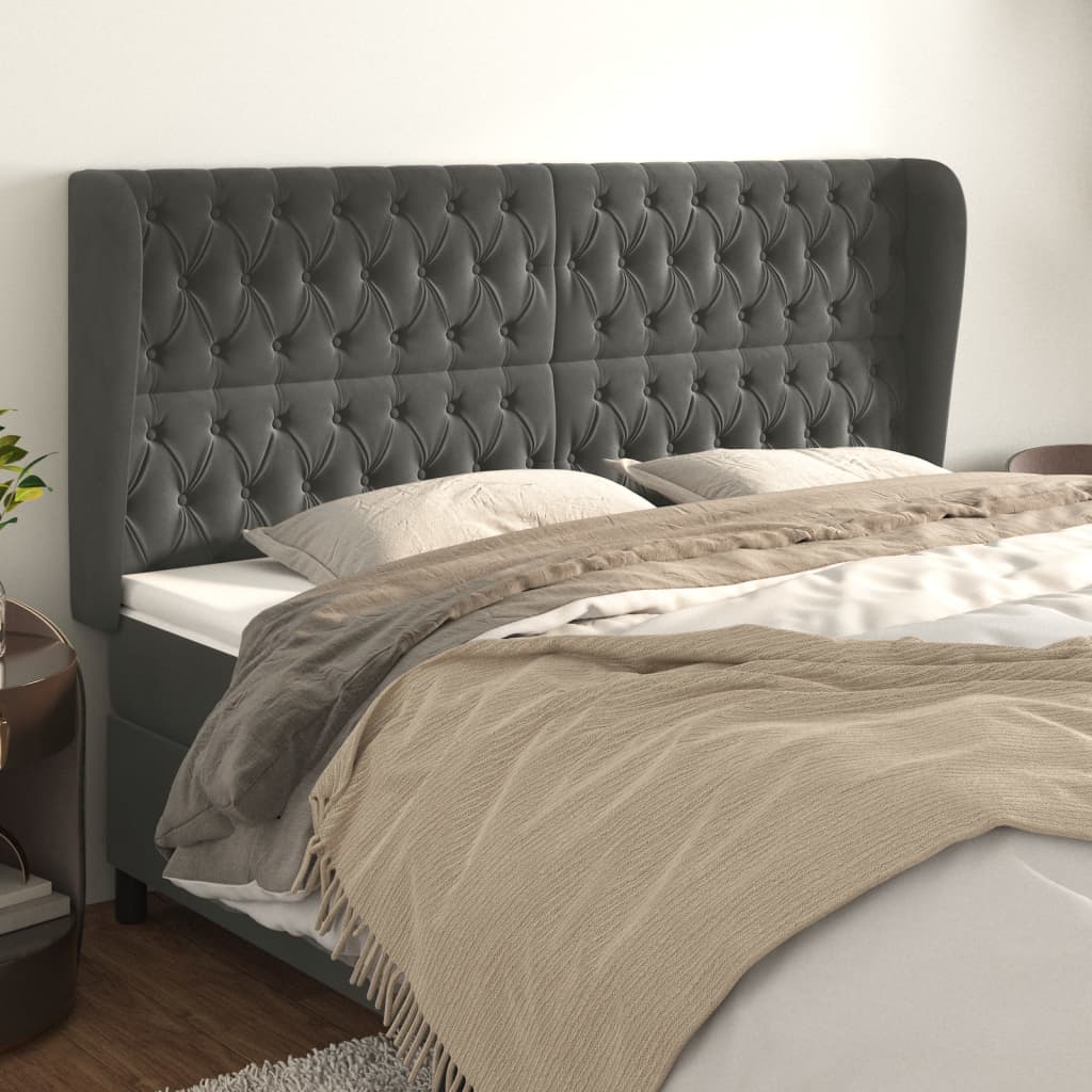 vidaXL Hoofdbord met randen 83x23x78/88 cm fluweel lichtgrijs