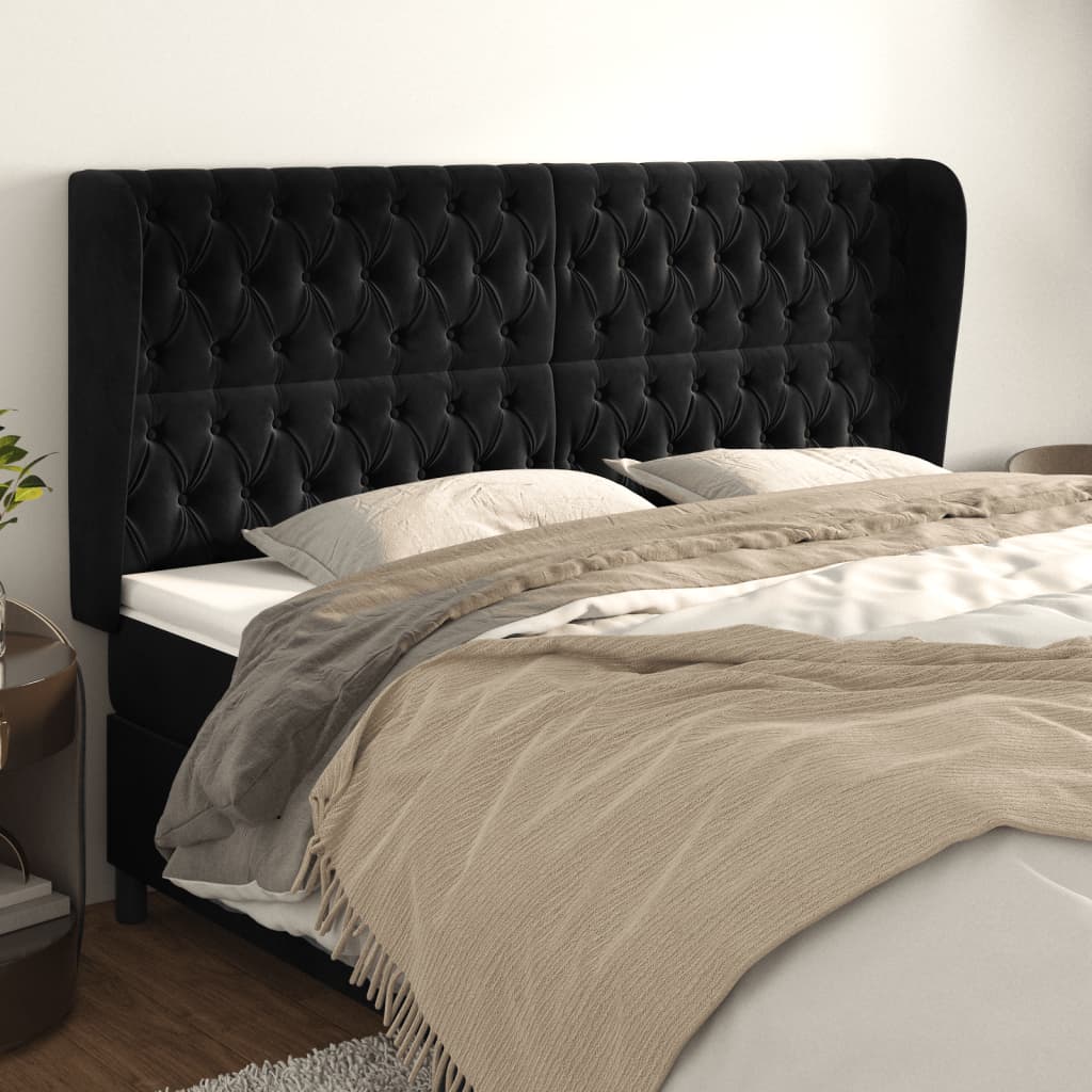 vidaXL Hoofdbord met randen 83x23x78/88 cm fluweel lichtgrijs