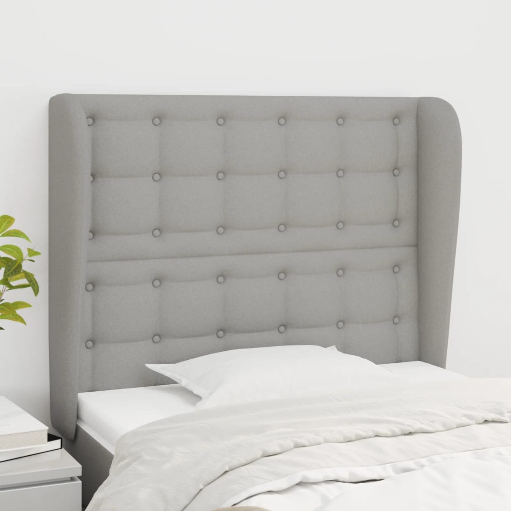 vidaXL Hoofdbord met randen 83x23x78/88 cm stof lichtgrijs