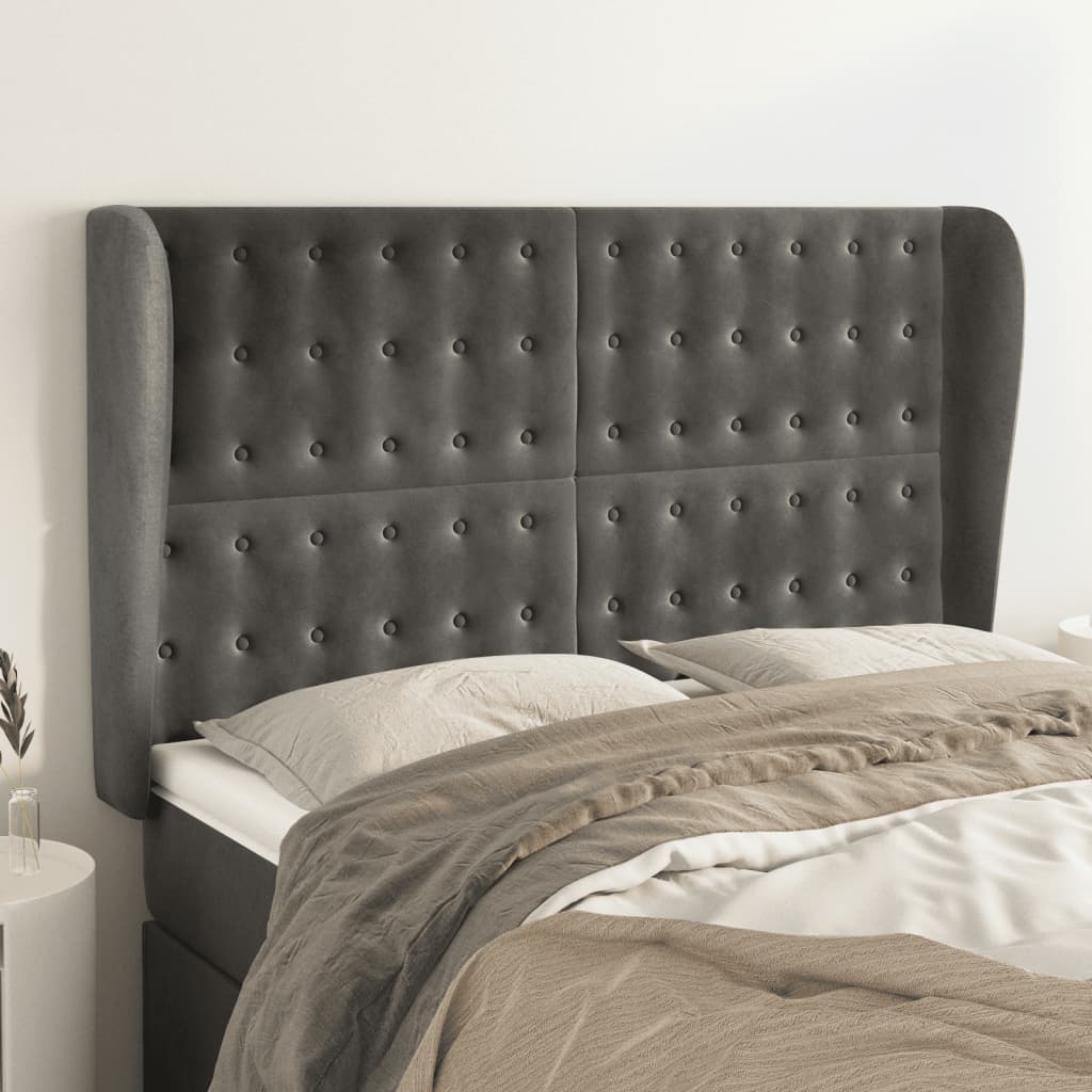 vidaXL Hoofdbord met randen 83x23x78/88 cm fluweel lichtgrijs
