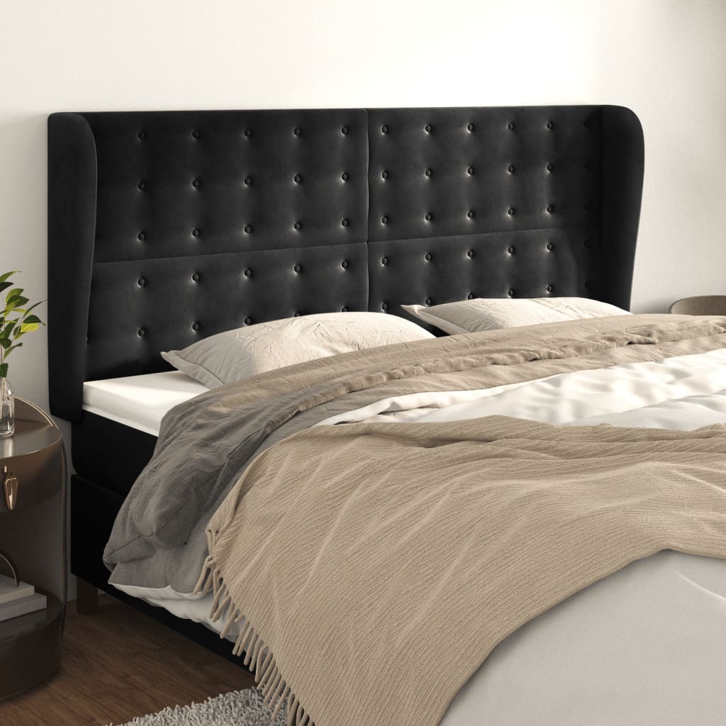 vidaXL Hoofdbord met randen 83x23x78/88 cm fluweel lichtgrijs