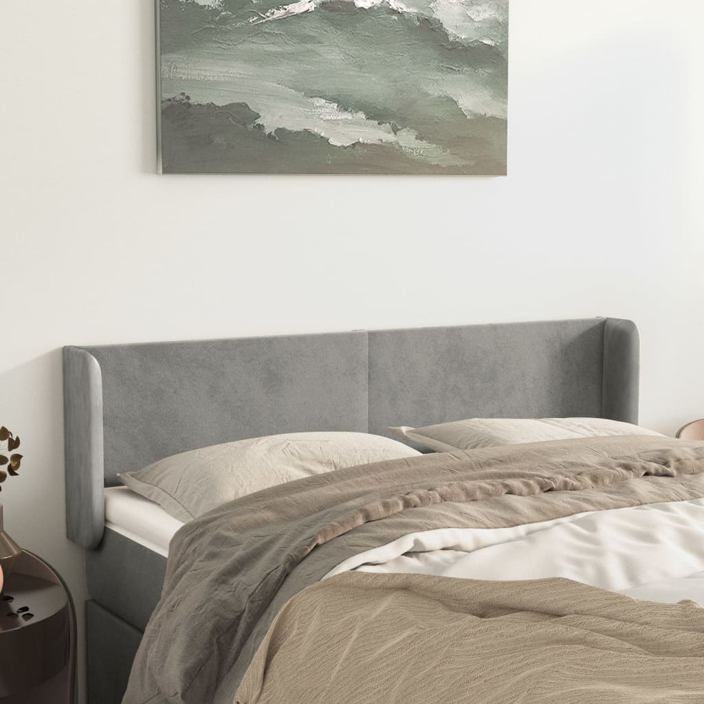 vidaXL Headboard with Edges 83x16x78/88 cm Velvet Light Gray