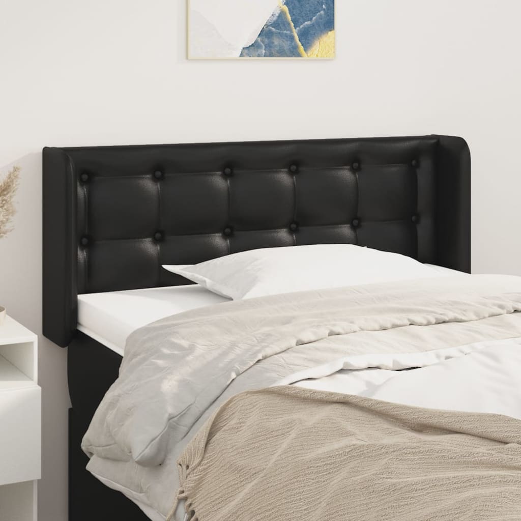 vidaXL Hoofdbord met randen 83x16x78/88 cm kunstleer zwart