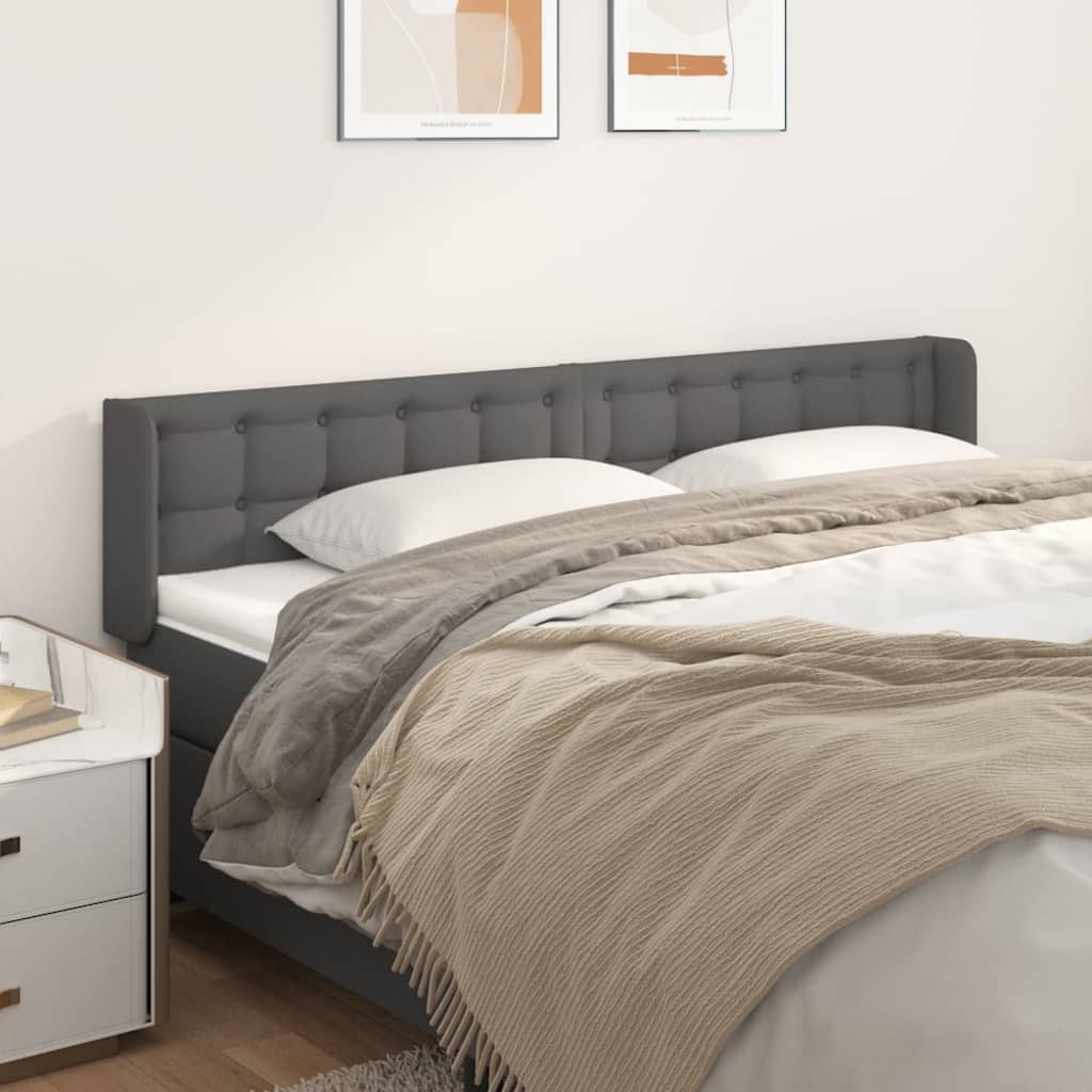 vidaXL Hoofdbord met randen 83x16x78/88 cm kunstleer zwart
