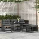 vidaXL 4-Piece Garden Lounge Set with Cushions Poly Rattan Grey