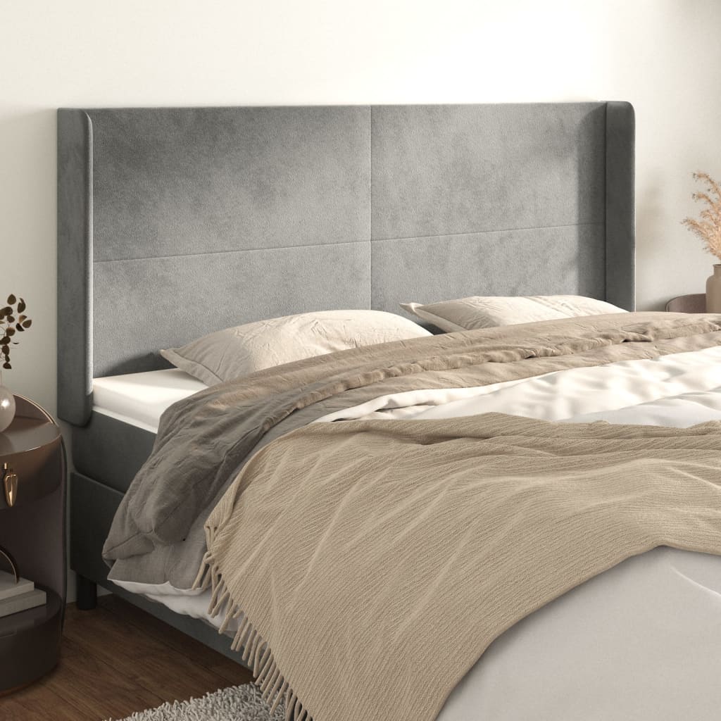 vidaXL Headboard with Edges 83x16x78/88 cm Velvet Light Gray