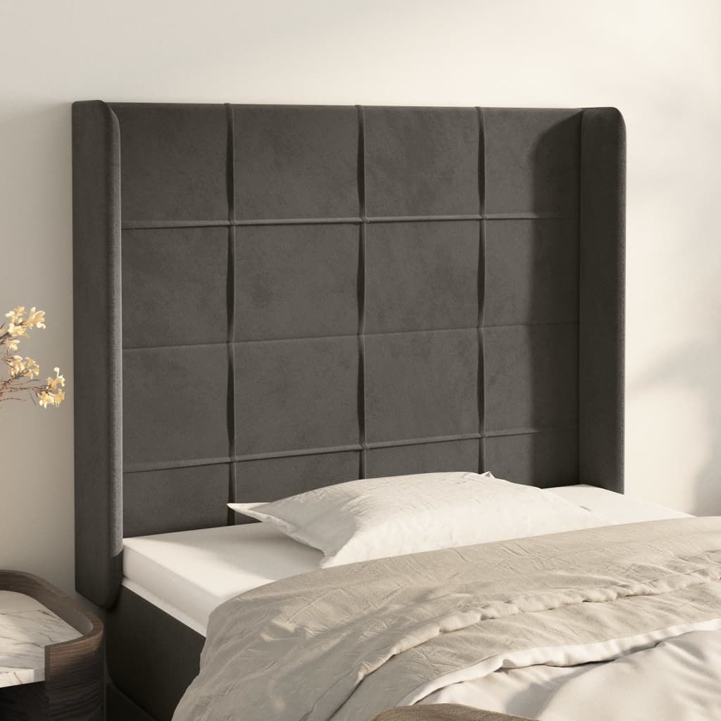 vidaXL Hoofdbord met randen 83x16x78/88 cm fluweel lichtgrijs
