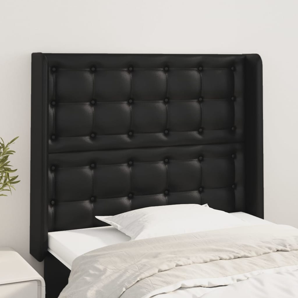 vidaXL Hoofdbord met randen 83x16x78/88 cm kunstleer zwart