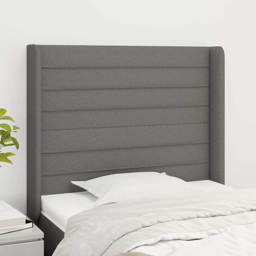 vidaXL Hoofdbord met randen 83x16x78/88 cm stof lichtgrijs