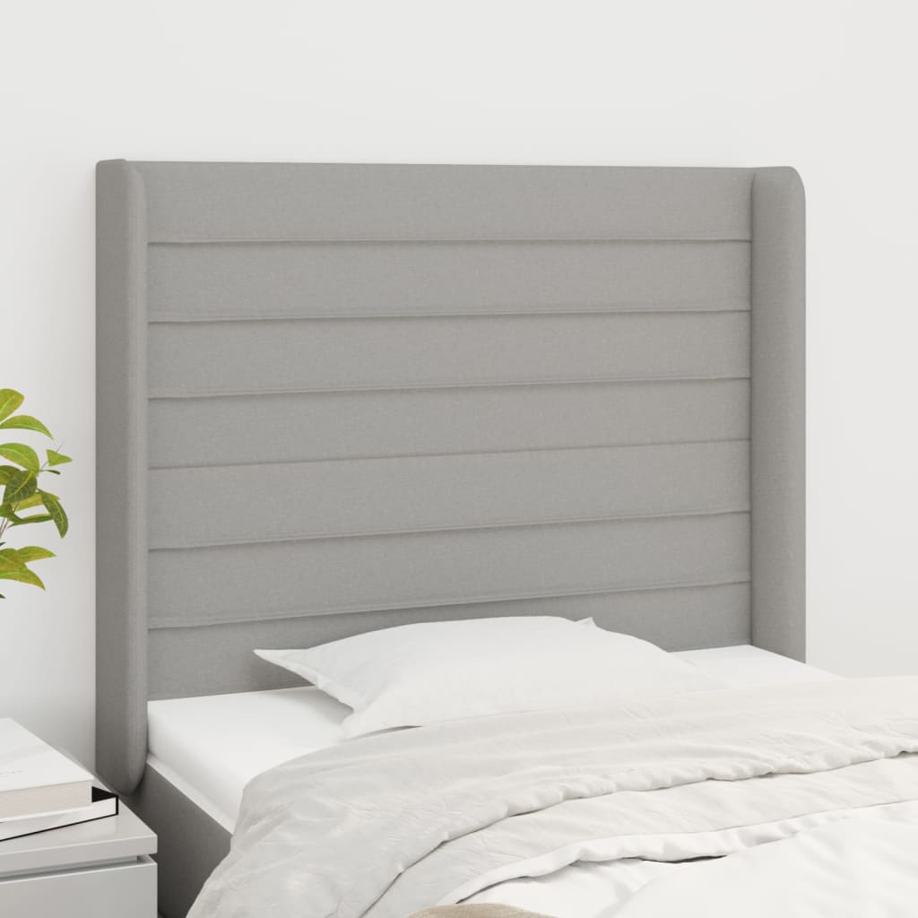 vidaXL Hoofdbord met randen 83x16x78/88 cm stof lichtgrijs