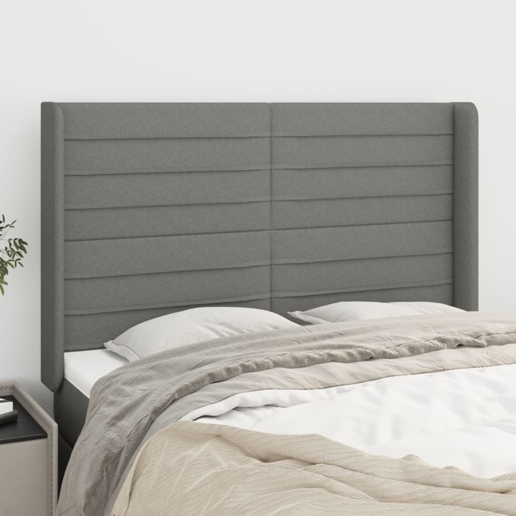 vidaXL Hoofdbord met randen 83x16x78/88 cm stof lichtgrijs