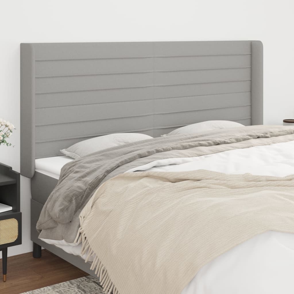 vidaXL Hoofdbord met randen 83x16x78/88 cm stof lichtgrijs