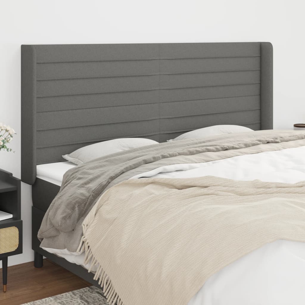 vidaXL Hoofdbord met randen 83x16x78/88 cm stof lichtgrijs