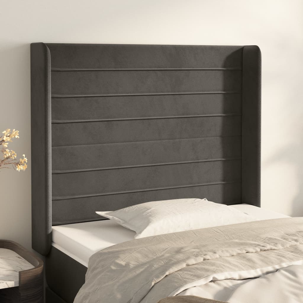 vidaXL Hoofdbord met randen 83x16x78/88 cm fluweel lichtgrijs