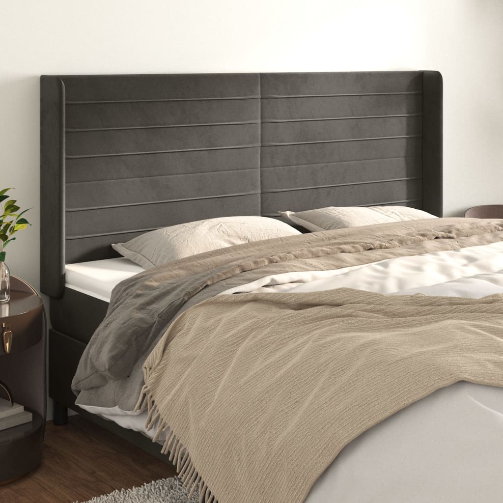vidaXL Hoofdbord met randen 83x16x78/88 cm fluweel lichtgrijs