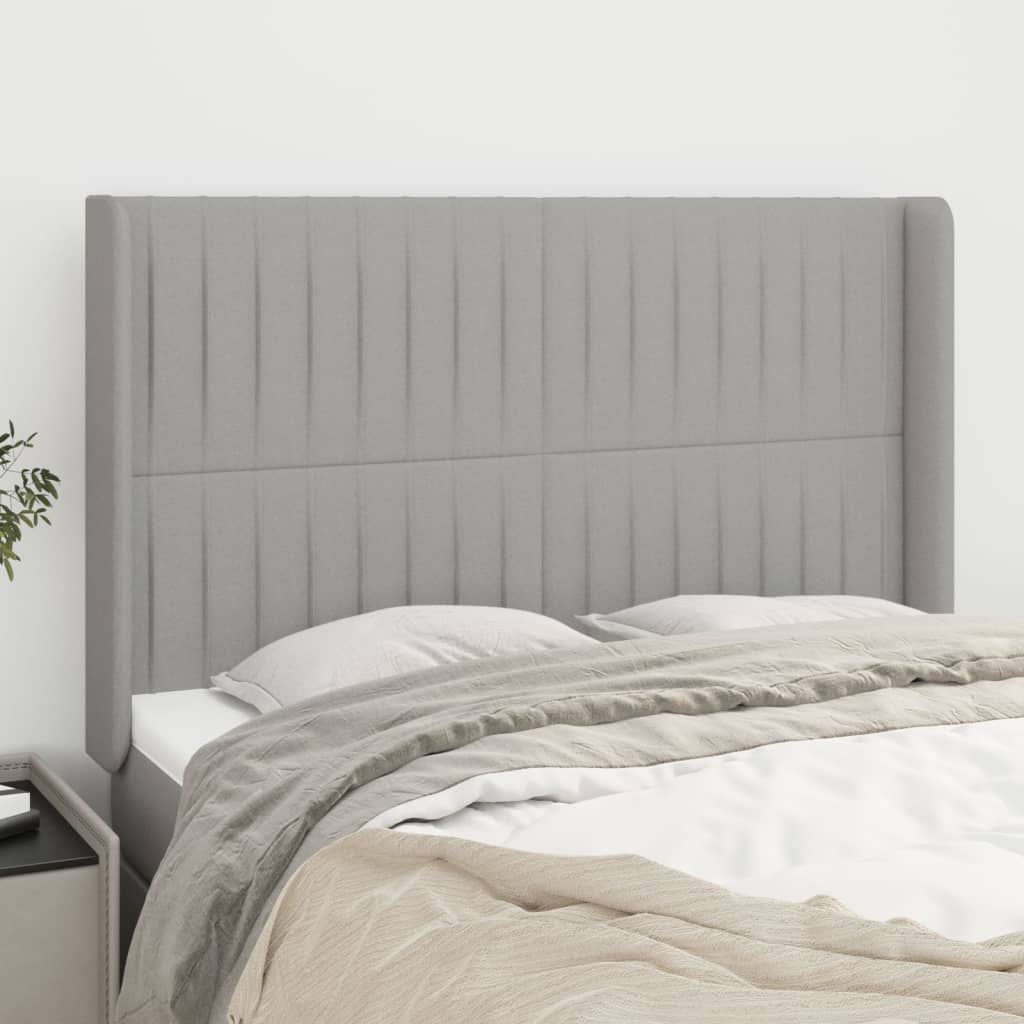 vidaXL Hoofdbord met randen 83x16x78/88 cm stof lichtgrijs