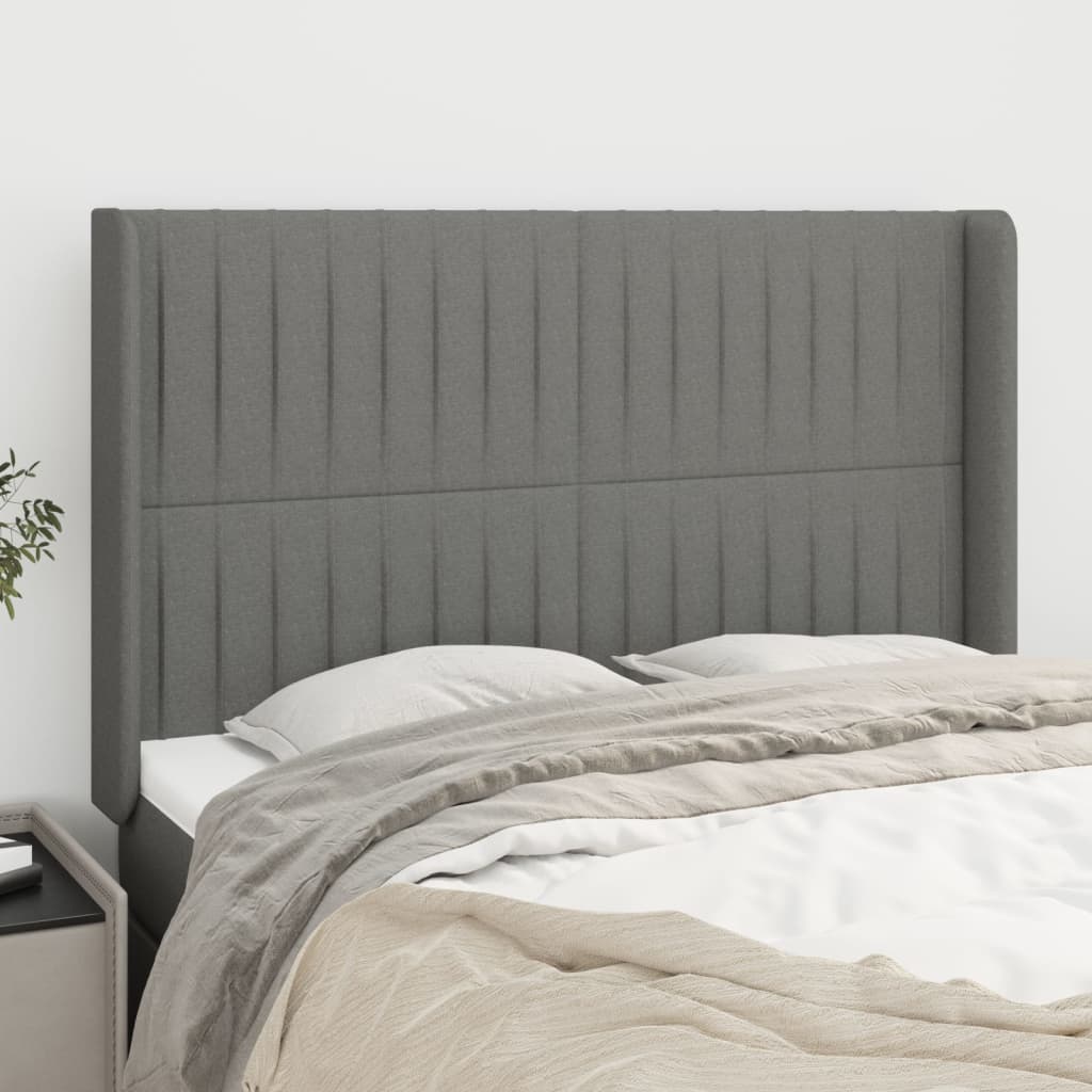 vidaXL Hoofdbord met randen 83x16x78/88 cm stof lichtgrijs