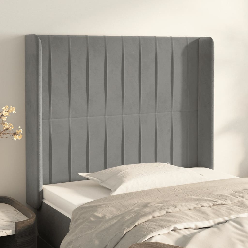 vidaXL Hoofdbord met randen 83x16x78/88 cm fluweel lichtgrijs