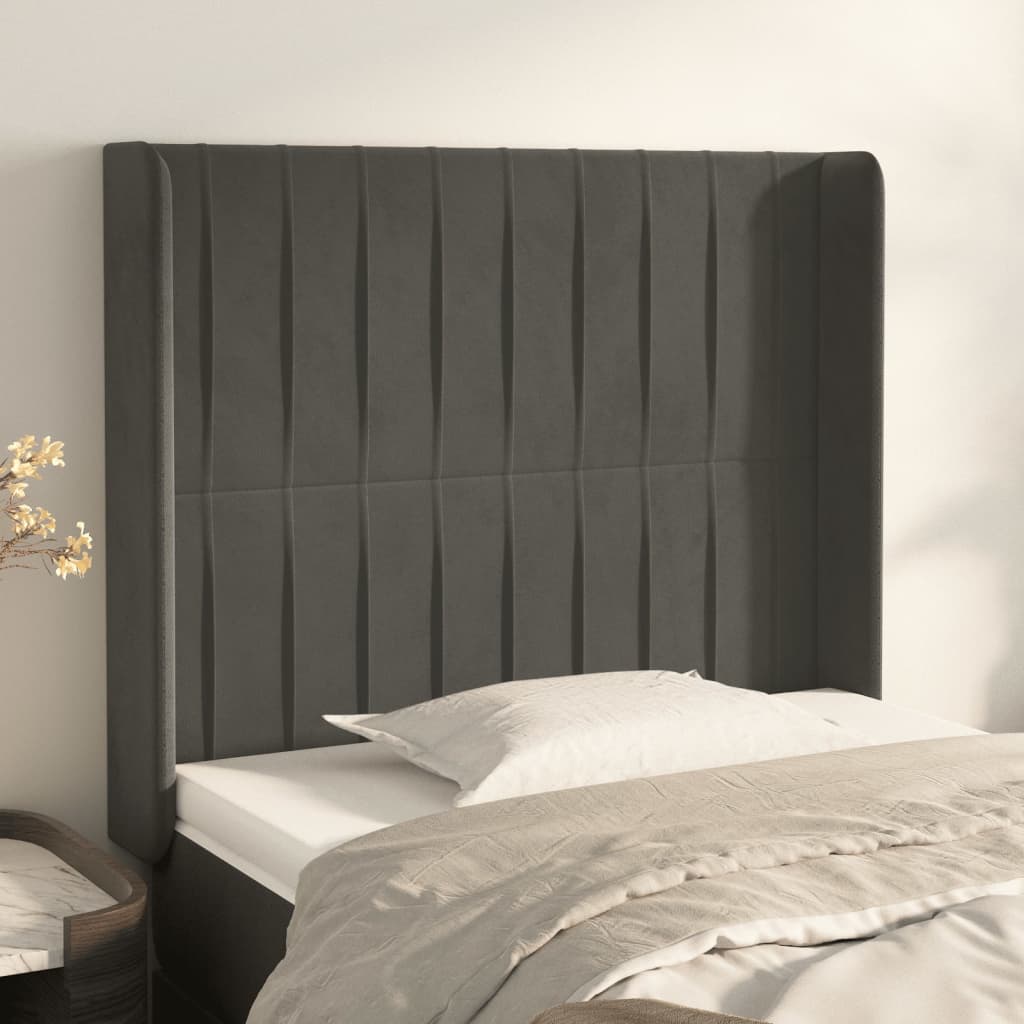 vidaXL Hoofdbord met randen 83x16x78/88 cm fluweel lichtgrijs
