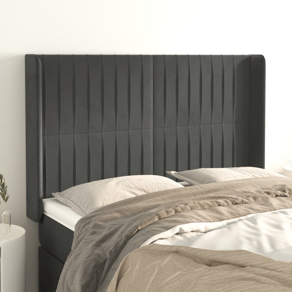 vidaXL Hoofdbord met randen 83x16x78/88 cm fluweel lichtgrijs