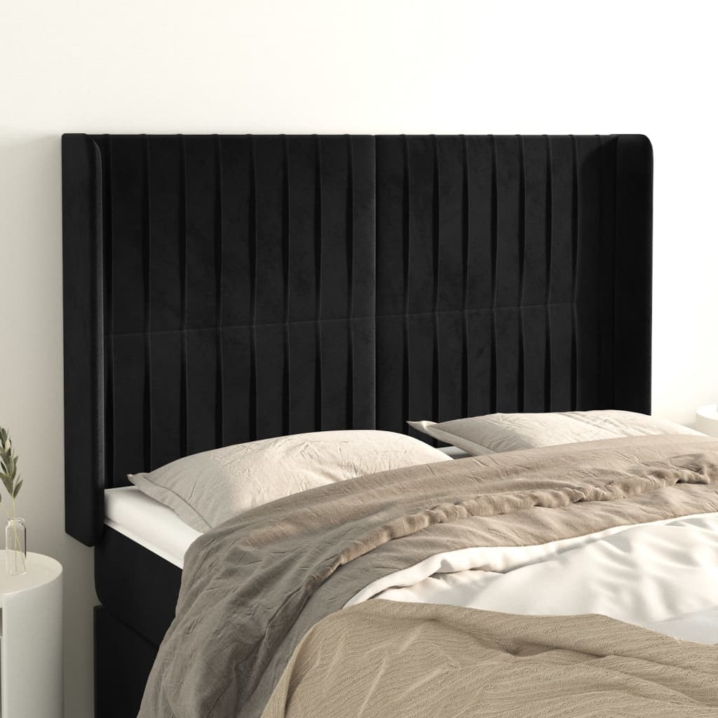 vidaXL Hoofdbord met randen 83x16x78/88 cm fluweel lichtgrijs