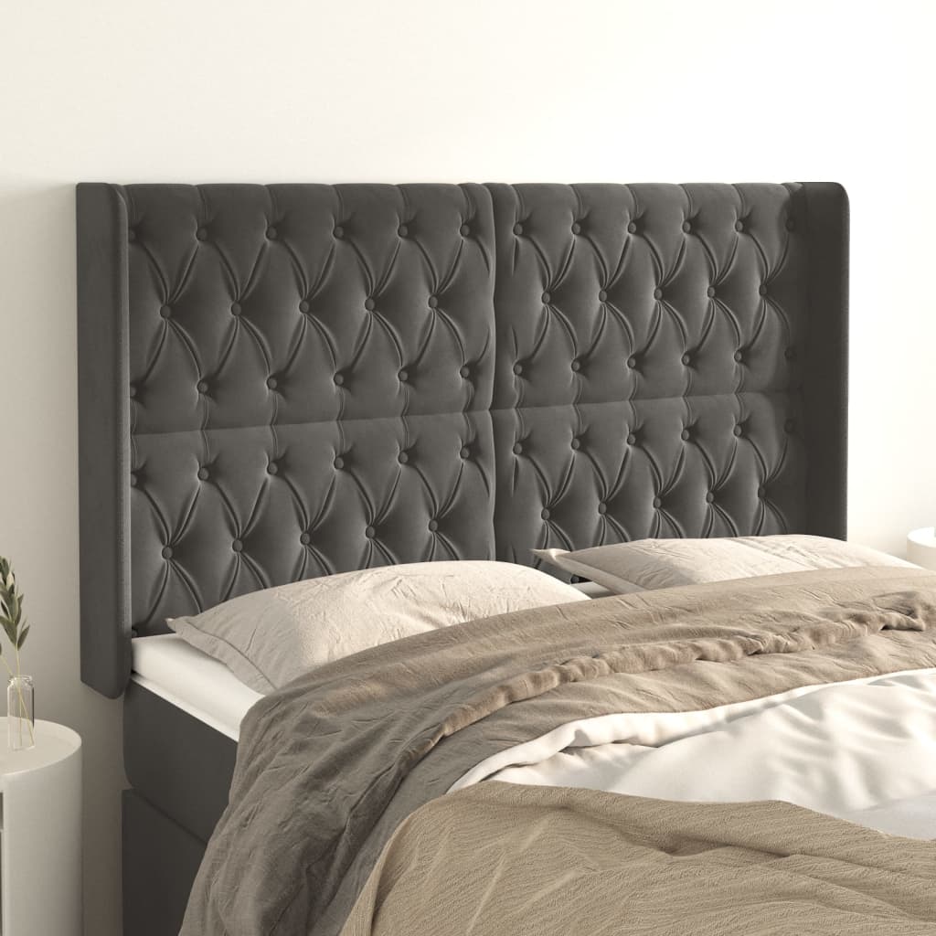 vidaXL Hoofdbord met randen 83x16x78/88 cm fluweel lichtgrijs