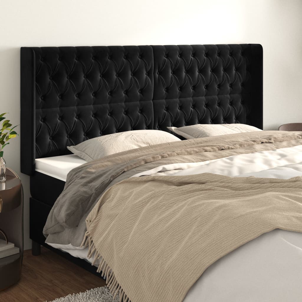 vidaXL Hoofdbord met randen 83x16x78/88 cm fluweel lichtgrijs