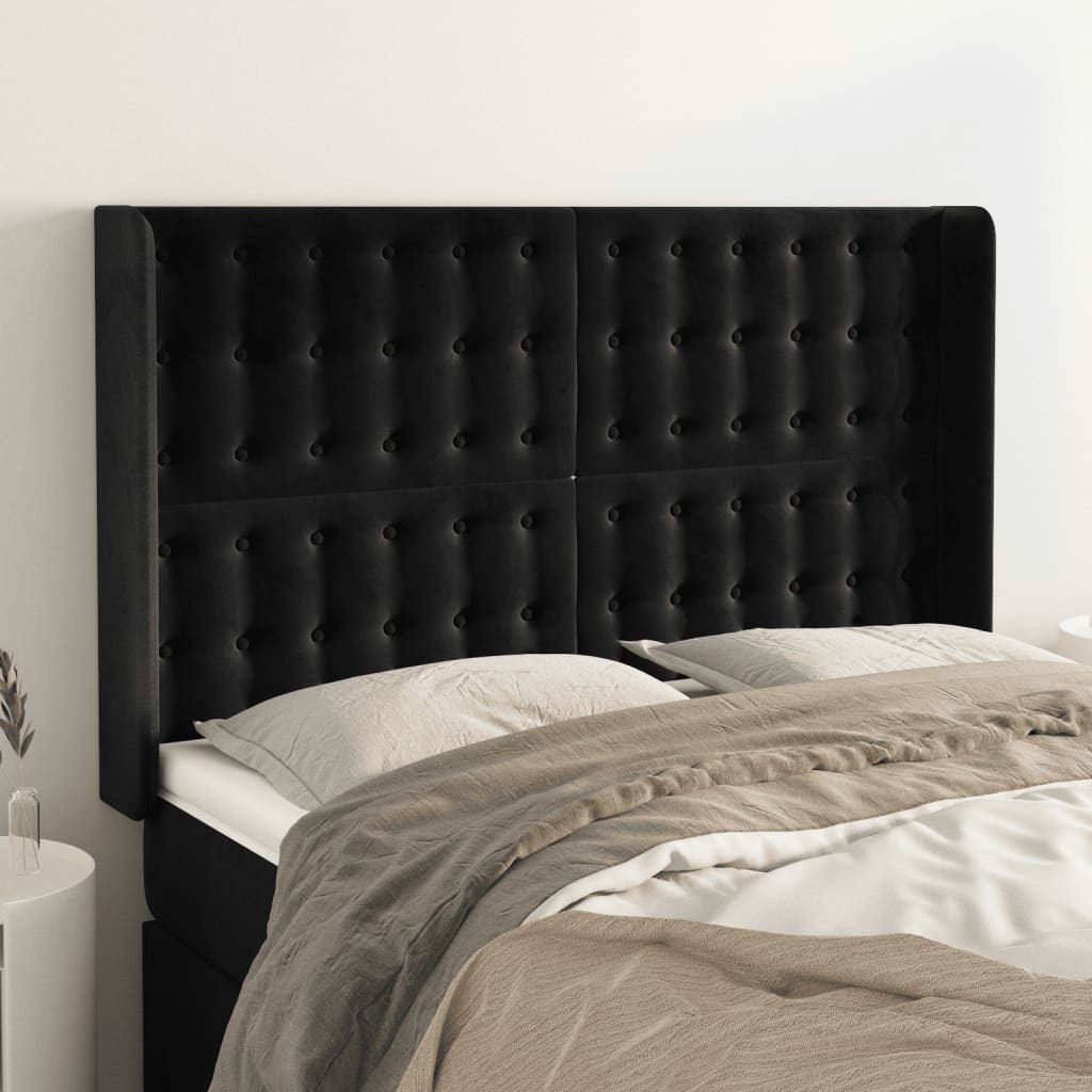 vidaXL Hoofdbord met randen 83x16x78/88 cm fluweel lichtgrijs