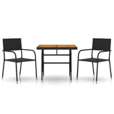 vidaXL 3-delige Tuinset poly rattan zwart