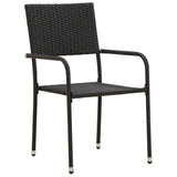 vidaXL 3-delige Tuinset poly rattan zwart