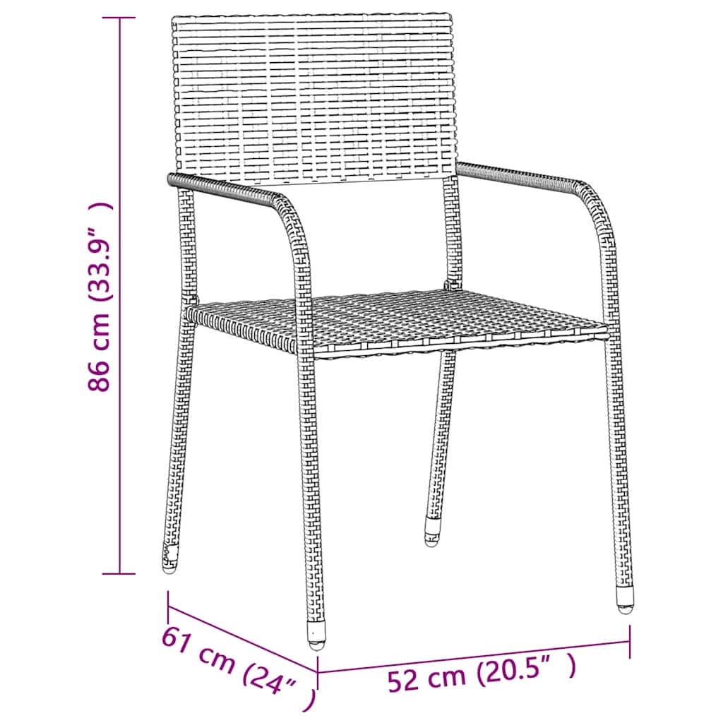 vidaXL 3-delige Tuinset poly rattan zwart