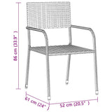 vidaXL 3-delige Tuinset poly rattan zwart