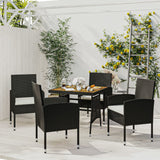 vidaXL 3-delige Tuinset poly rattan zwart