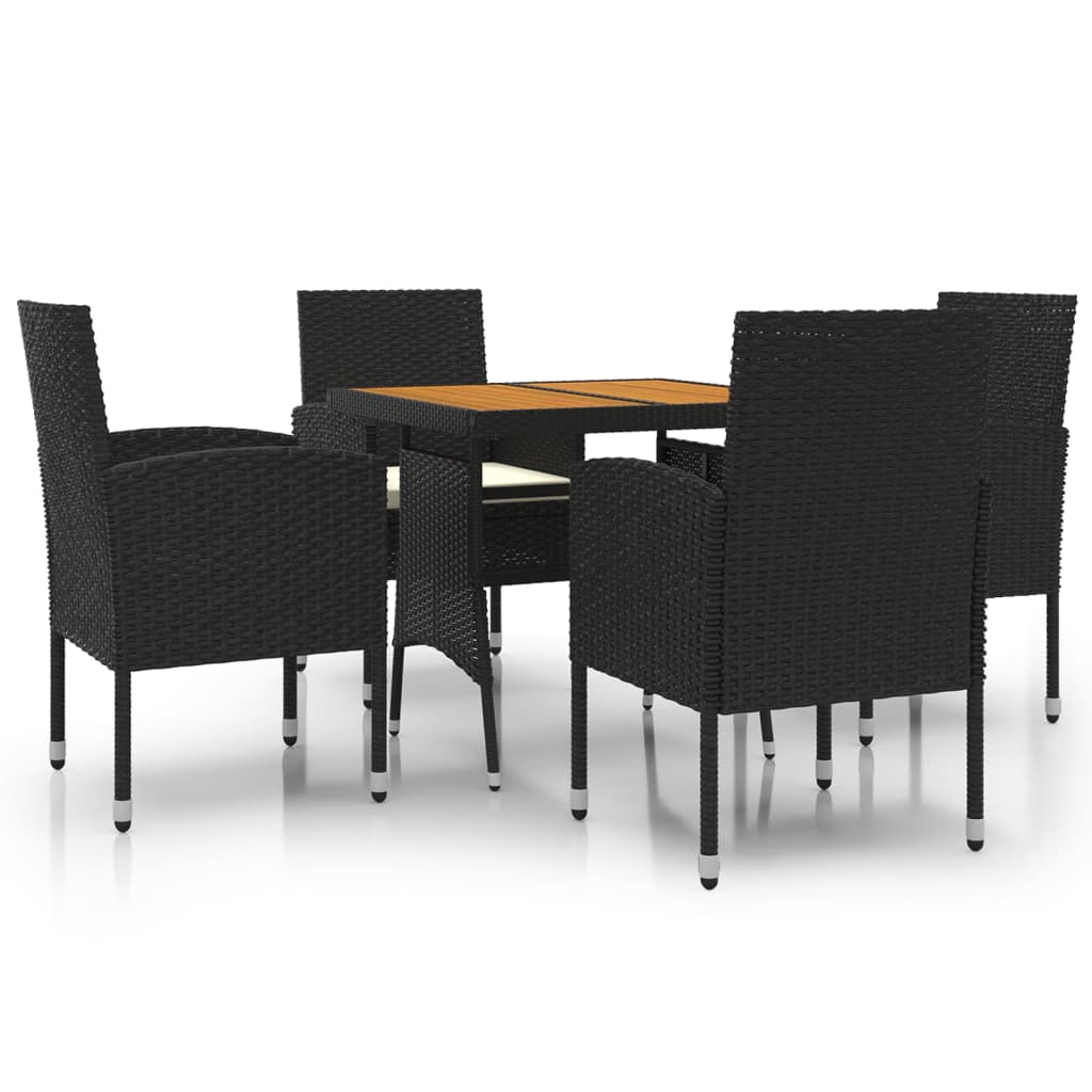vidaXL 3-delige Tuinset poly rattan zwart